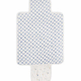 Avery Row Travel Changing Mat - Coastline, unfolded showing the internal blue and white checkerboard pattern..