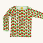 A beautiful pastel green fabric and the iconic Duns radish repeat print