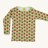 A beautiful pastel green fabric and the iconic Duns radish repeat print