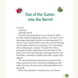 A page from The Garden Adventures Of Griswald The Gnome by Daniela Drescher, with the title Out Of The Gutter, Into The Barrel