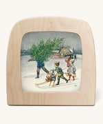 Toverlux StoryLux Silhouette Sets, Around The Year by Elsa Beskow. The image shows the December illustration inside a magic lamp, on a cream background