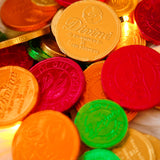 A mix of milk and dark Divine fairtrade chocolate coins available at Babipur.