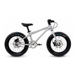 The Early Rider Seeker X16 16" Bike - Brushed Aluminium from the side, on a plain background