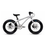 The Early Rider Seeker X16 16" Bike - Brushed Aluminium from the side, on a plain background