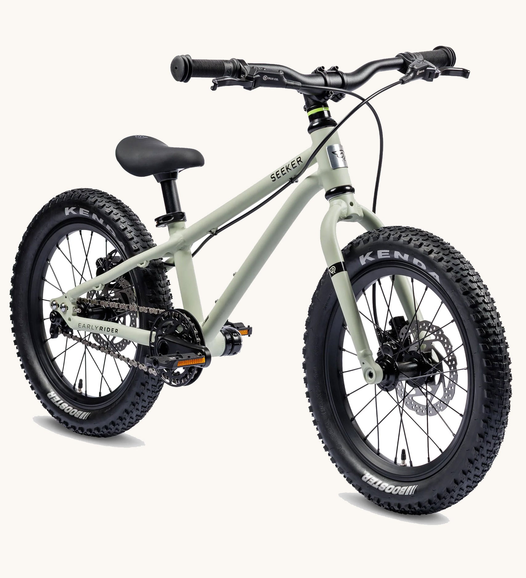 Early Rider Seeker 16 Inch wheel children's bike In the colour Sage Green on a plain background