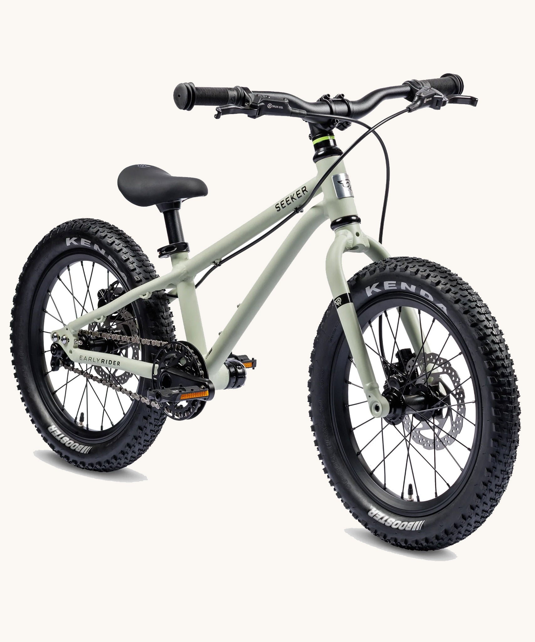 Early Rider Seeker 16 Inch wheel children's bike In the colour Sage Green on a plain background