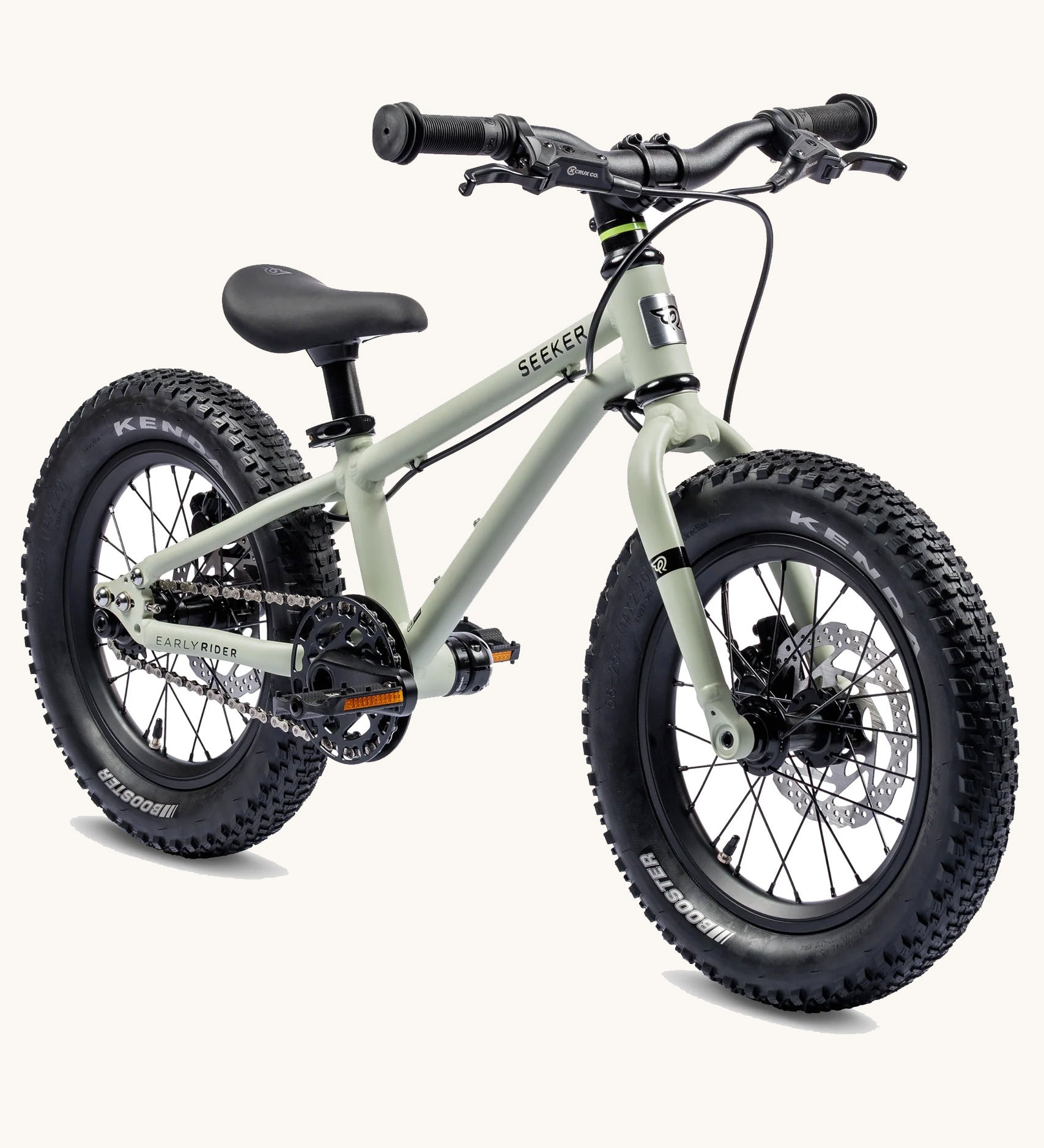 Early Rider Sage green Seeker 14 Inch wheel size children's mountain bike on a plain background