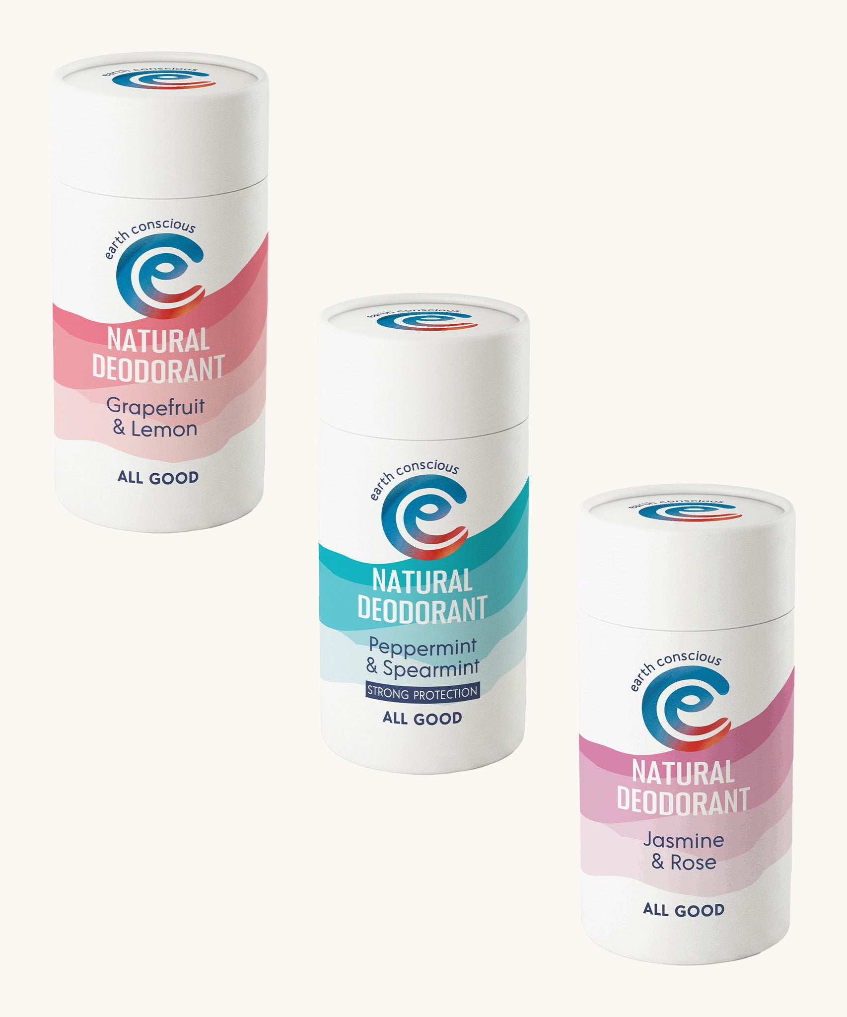 All 3 Earth Conscious solid deodorant sicks in 90g available at Babipur.