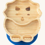 Eco Rascals Dinosaur Bamboo Suction Plate with a blue suction base.