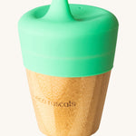 Eco Rascals Bamboo Sippy Cup with a mint green sippy lid.