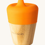 Eco Rascals Bamboo Sippy Cup with an orange sippy lid. 