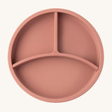 Eco Rascals Silicone Baby Plate in rose pink with removable divider. 