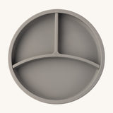 Eco Rascals Silicone Baby Plate in silver grey with removable divider. 