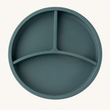 Eco Rascals Silicone Baby Plate in teal blue with removable divider. 