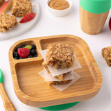 Eco Rascals Natural Bamboo Square Plate with food on the plate