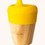 Eco Rascals Bamboo Sippy Cup with a yellow sippy lid.