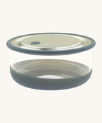 Elephant Box large lunch bowl available at Babipur. Features a removable lid with a air vent and grey removable silicone seal on the bottom 