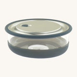 Elephant Box medium lunch bowl available at Babipur. Features a removable lid with a air vent and grey removable silicone seal on the bottom 