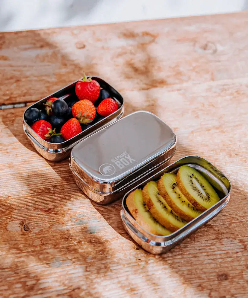 Elephant Box Mini Trio Snack Pots Stainless Steel for fruits, nuts or humus.