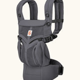 Ergobaby omni 360 cool air mesh baby carrier in charcoal grey with black buckles