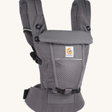 Ergobaby Adapt  SoftFlex™ Mesh Baby Carrier in Graphite Grey. Side view. 