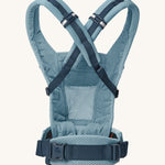 Ergobaby Adapt  SoftFlex™ Mesh Baby Carrier in Slate Blue. Back view showing cross over shoulder straps. 