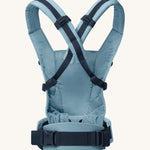 Ergobaby Adapt  SoftTouch™  Cotton Baby Carrier in Slate Blue. Back view showing cross over shoulder straps.