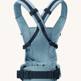 Ergobaby Adapt  SoftTouch™  Cotton Baby Carrier in Slate Blue. Back view showing cross over shoulder straps.