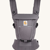 Ergobaby Adapt  SoftFlex™ Mesh Baby Carrier in Graphite Grey. Front view. 