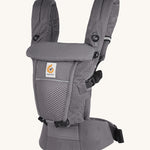 Ergobaby Adapt  SoftFlex™ Mesh Baby Carrier in Graphite Grey. Side view. 