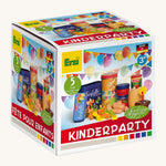 Get ready to party! The box of the Erzi Wooden Party Food Set, showing the Erzi Toys food on the front and sides of the box