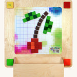 A cherry made from the small blocks of the Erzi Pixelino Wall Board Game