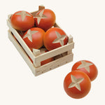 Erzi Wooden Pretzel Rolls in a wooden Erzi crate, on a cream background