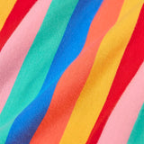 Close up of the rainbow stripe design on the Frugi Alba skort 