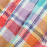 Close up of the pastel check design on the Frugi 100% organic cotton springtime dress 