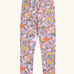 Frugi 100% organic cotton Libby leggings in light purple with a repeating Spring meadow inspired design