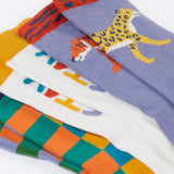 A close up of the socks from the Frugi rock my socks 3 pack in stay wild available at Babipur.