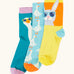 Frugi 100% organic cotton rock my socks 3 pack in bright colours with a goose and rabbit design. 