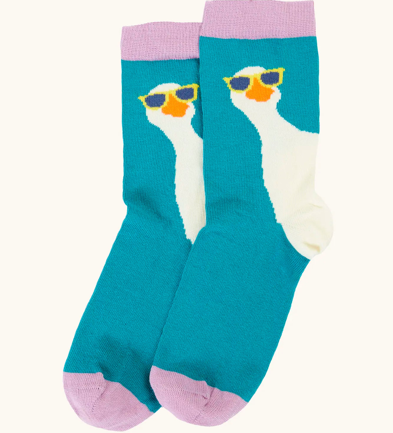 Frugi 100% organic cotton blue sock with a playful goose design from the waddle rock my socks mutipack