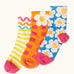 Frugi 100% rock my socks 3 pack in bright flower inspired colours and designs