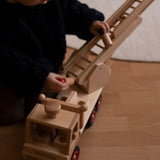 Fagus fire engine toy, beautifully crafted from wood with an extendable rotating 3-piece ladder.