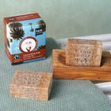 Set of 2 exfoliating coconut body Soaps by Fair Squared, in a lovely men's gift cardboard box, cruelty free and vegan soap, buy now at Babipur.
