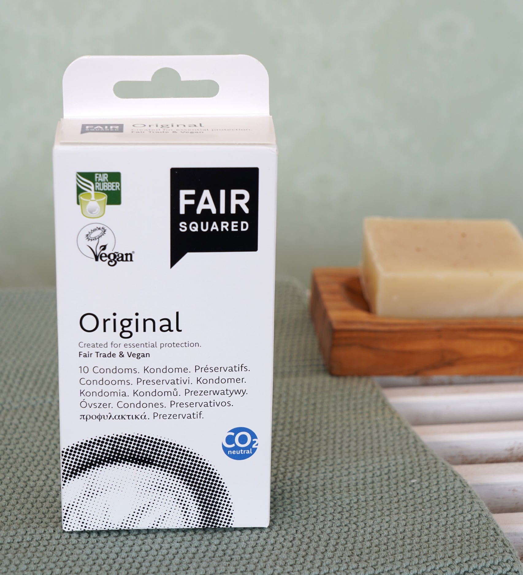 Fair Squared Fairtrade Original Condoms x 10, vegan, shop now at Babipur.