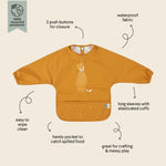 Trixie Animal Friends Waterproof Long Sleeve Bib, orange, Mr Fox. Infographic.