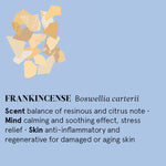 Infographic showing the main benefits of Frankincense essential oil.
