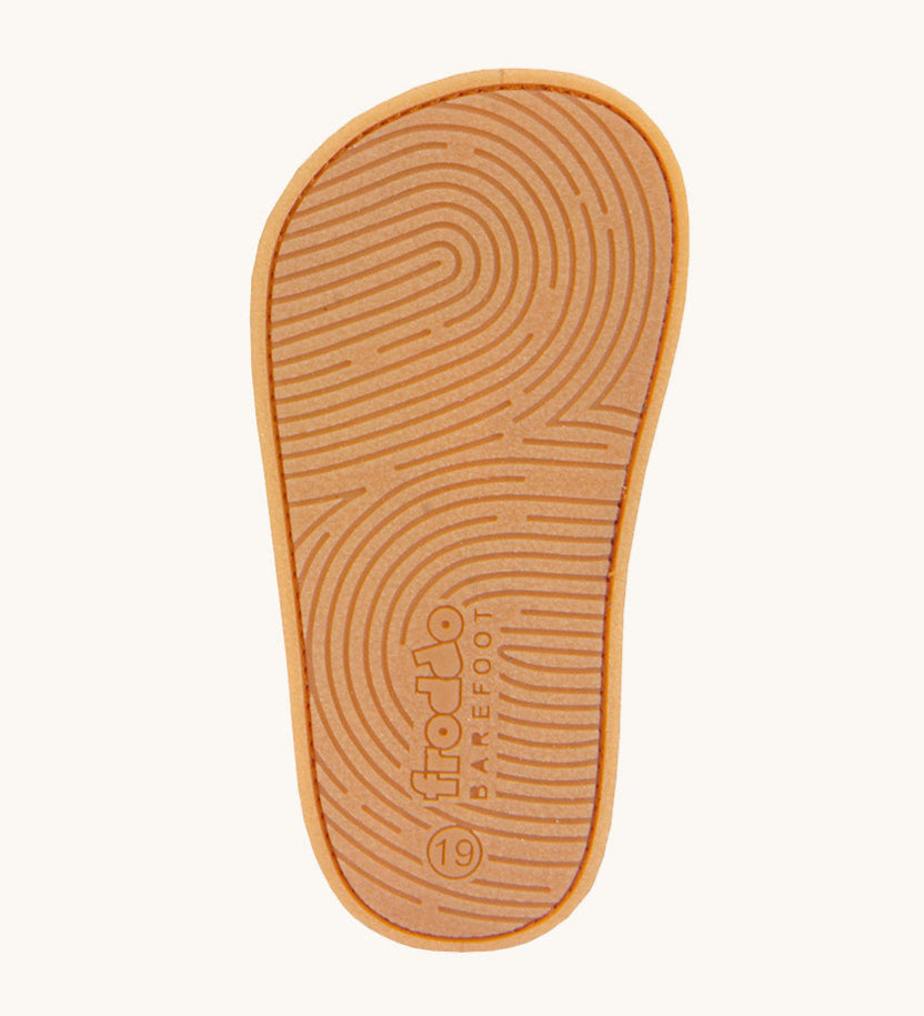 A close up of the rubber sole for the Froddo barefoot baby pre walker shoes available at Babipur.