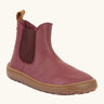 Froddo barefoot kids leather chelsea boots. A soft leather Chelsea boot in Bordeaux maroon with a brown rubber sole