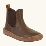 Froddo barefoot kids leather chelsea boots. A soft leather Chelsea boot in brown with a matching brown rubber sole
