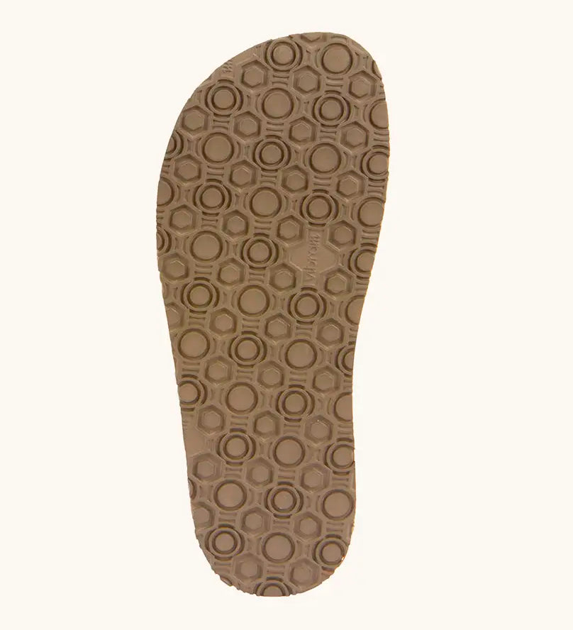 Brown rubber grippy sole for the Froddo barefoot kids natural leather sandal 