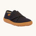 Froddo barefoot kids slipper in dark blue available at Babipur. A canvas style slipper shoes with a velcro fastener for a secure fit and a dark brown grippy sole